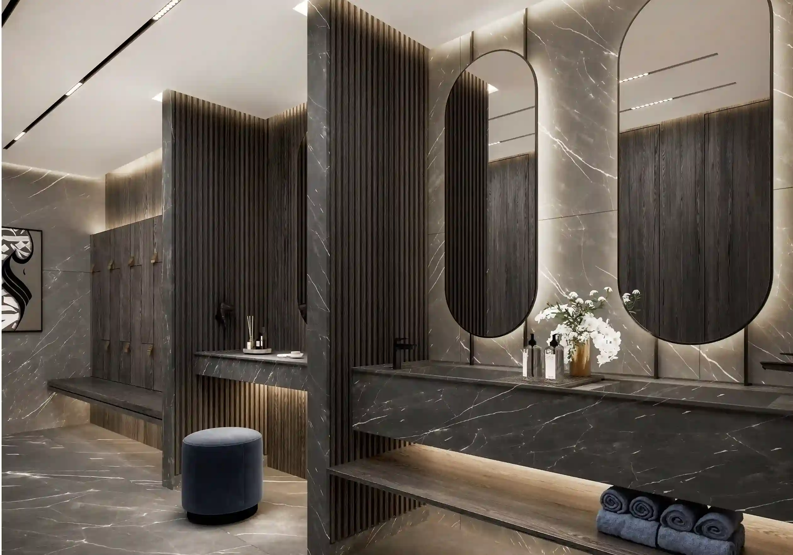 Stylish changing room in Jumeira Gardens